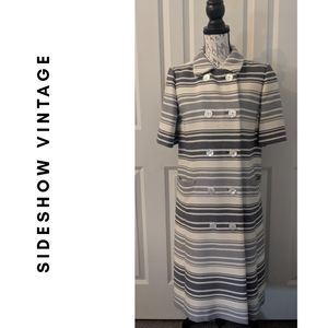 Blue Striped Saks Fifth Ave Coat - (Vintage, 50s)